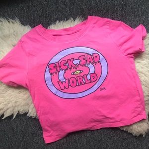MTV Daria Sick Sad World Pink Cropped Baby Tee